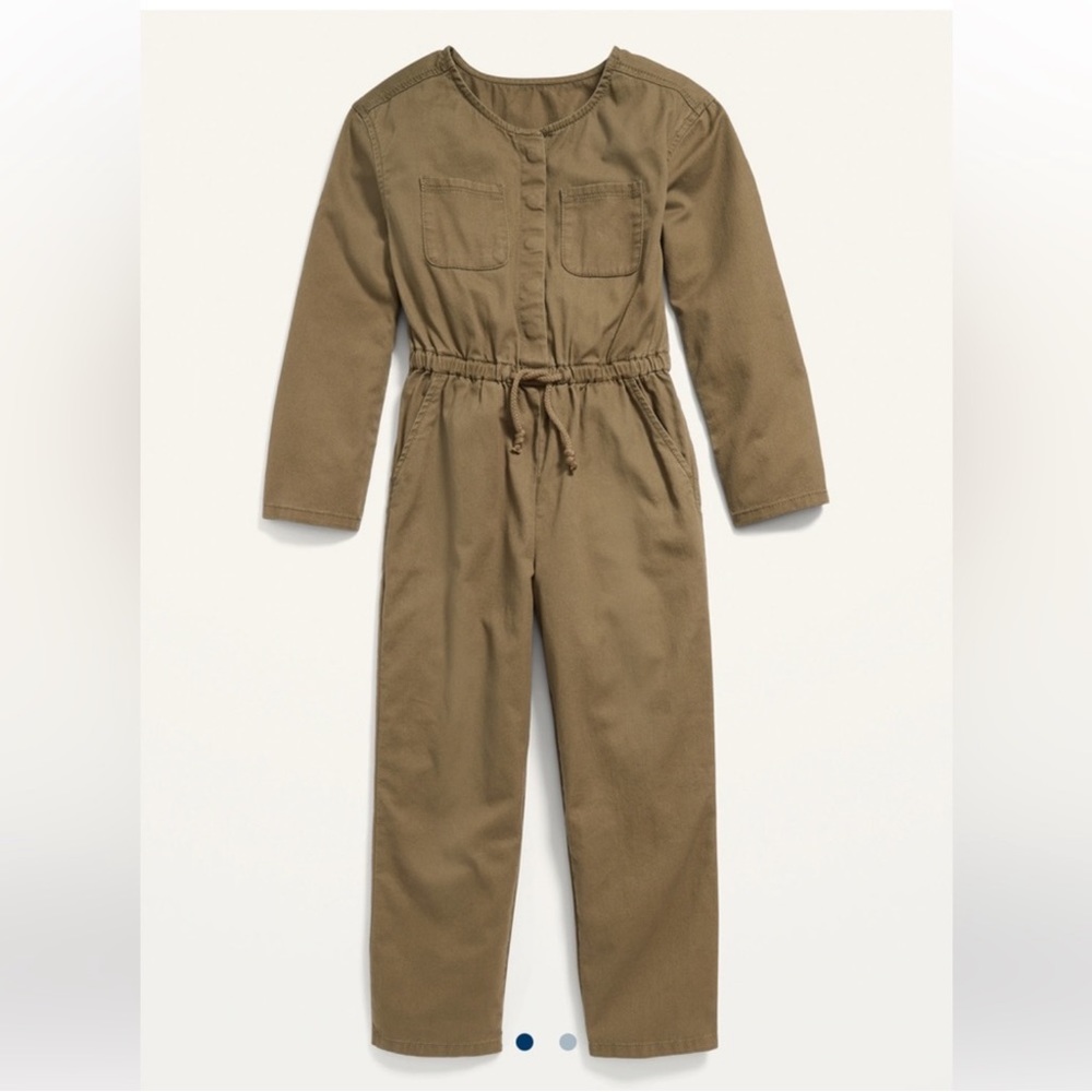 OLD NAVY Long-Sleeve Twill Utility-Pocket Jumpsuit for Girls- S